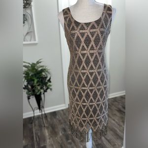 S.L Fashions Women’s Black/Sparkly Gold Vintage Dress 1920 Halloween Costume